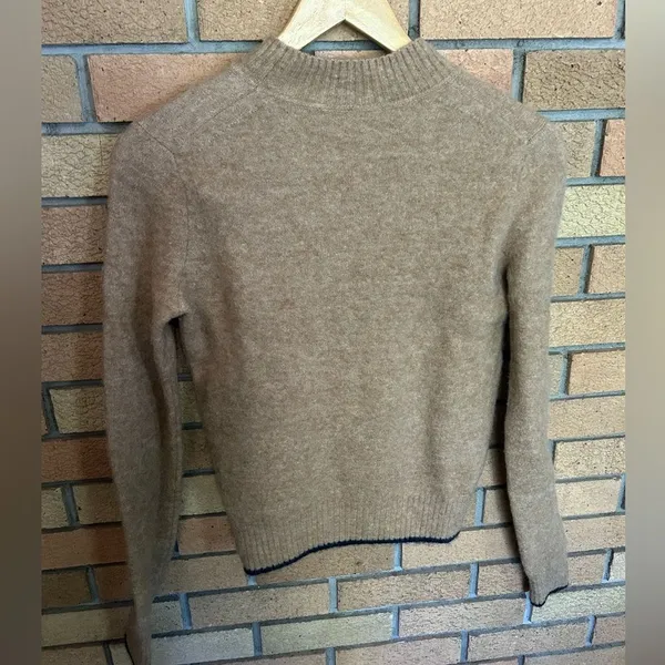 Vince Contrast Tip Wool Alpaca Blend Crew Neck Long Sleeve Sweater Brown Size S - Image 5