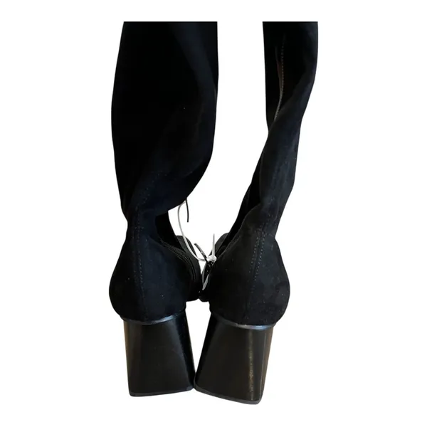 Nine West Black Stretch Over the Knee Boots Square Toe Block Heel Size 8 NWOT - Image 7
