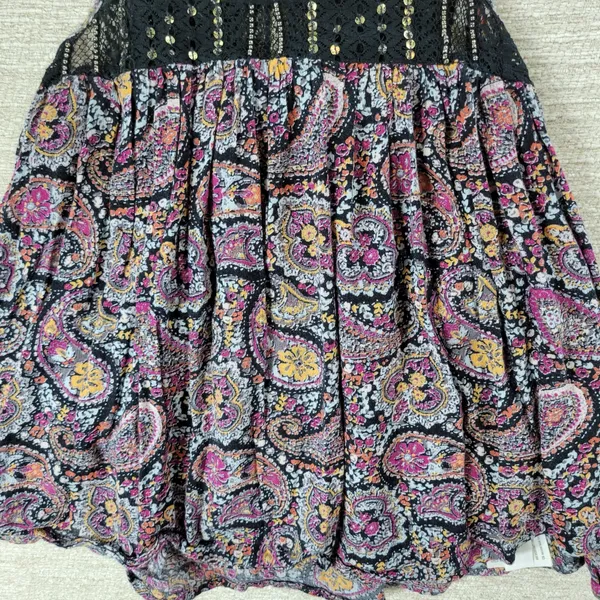 Hollister Babydoll Tank Dress XS Black Paisley Lace Sequin Beaded Swing Boho - Image 11