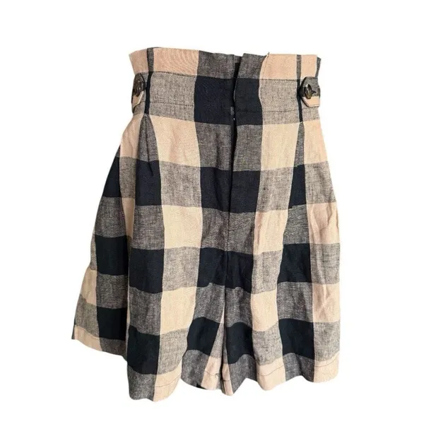 Womens Who What Wear Black Checker Print Paperbag Linen City Chic Shorts Sz 10 - Image 2