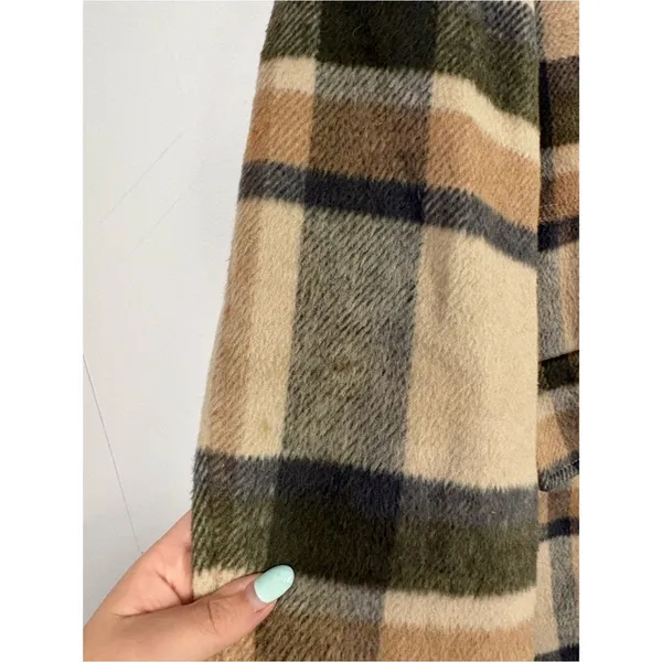 American Eagle Plaid Shacket Faux Fur Sherpa Lined Button Down Medium Jacket - Image 5