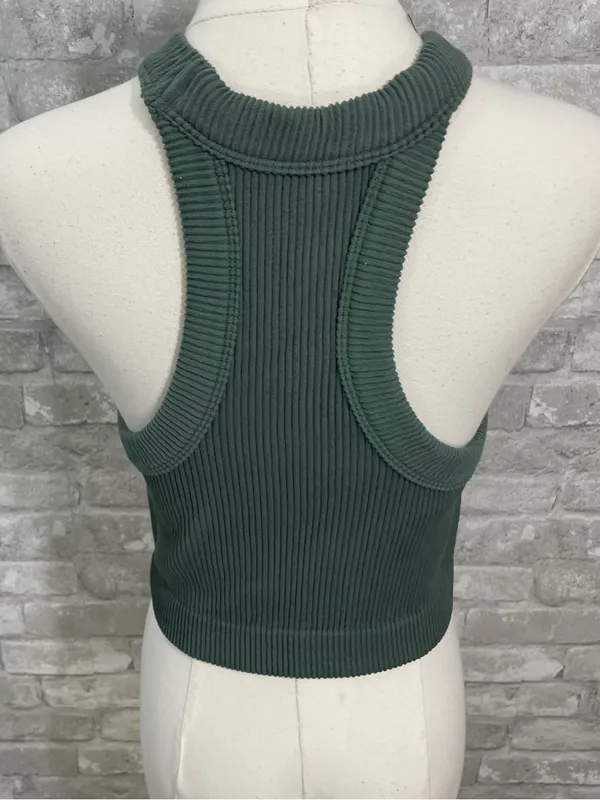 aerie Ribbed Halter Crop Top in Green - Image 4