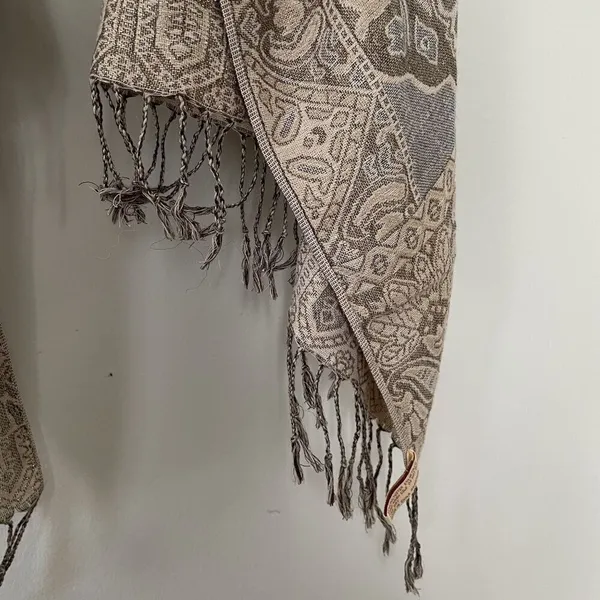 collectioneighteen beige brown tan paisley vintage‎ scarf fringe soft beautiful - Image 3