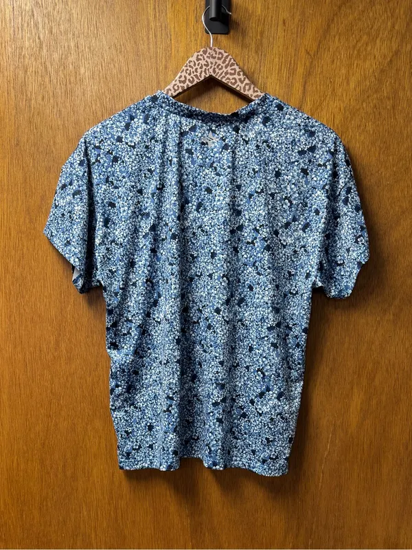 Tuckernuck Tnuck Sport Short Sleeve Floral Top Shirt Round Neck Blue Medium - Image 13