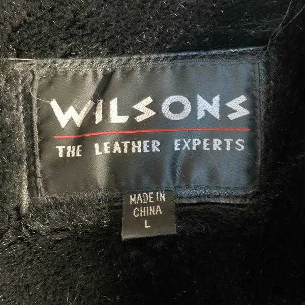 Vintage 90s Wilsons Leather Black Faux Fur Trimmed Bomber Jacket Oversized Large - Image 14