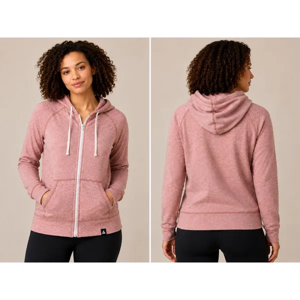 American Giant Lightweight Full Zip Hoodie Women's Large Heather Red Made in USA - Image 2