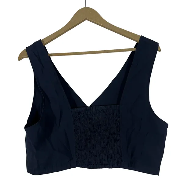 Madewell Softdrape Gwen Crop Vest Top Black Minimalist Smocked Capsule Size 12 - Image 4