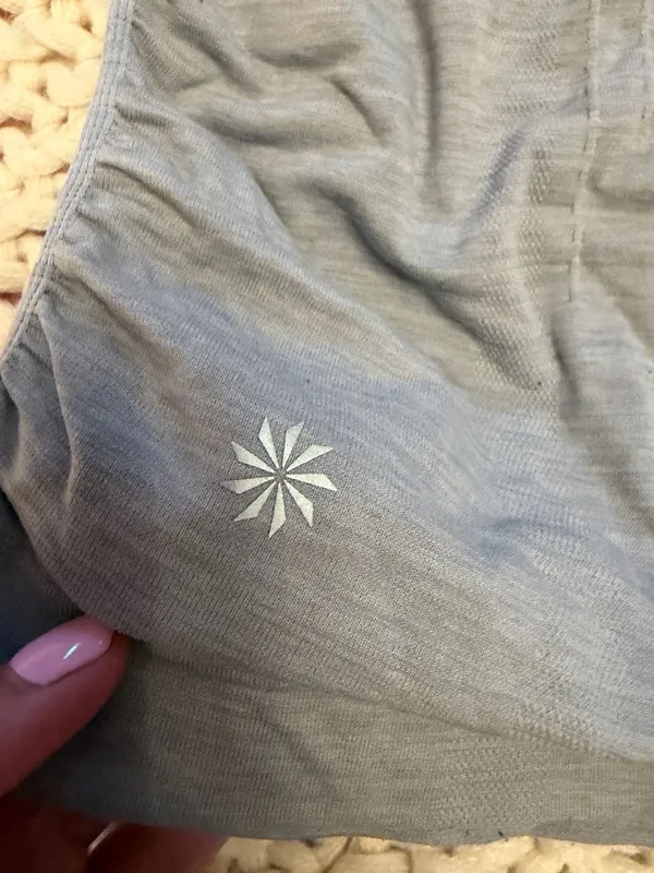 Athleta Speedlight Seamless Stretch Ruched Short Sleeve Gray Tee Size S - Image 3