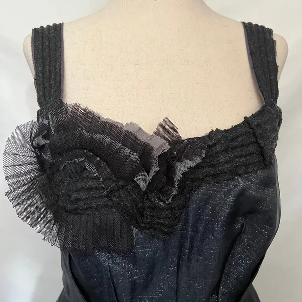 BCBGMaxAzria Runway Y2K Bubble Skirt Dress Sz 4 Goth HOCO Glam Metallic Coquette - Image 12