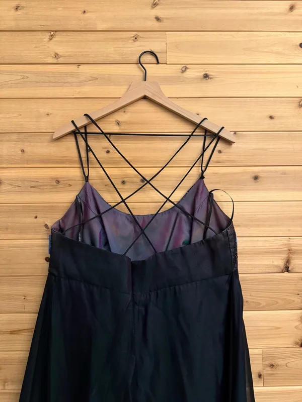VNTG Faviana Large Iridescent Purple Green Strappy Prom Dress Whimsigoth Fairy - Image 10