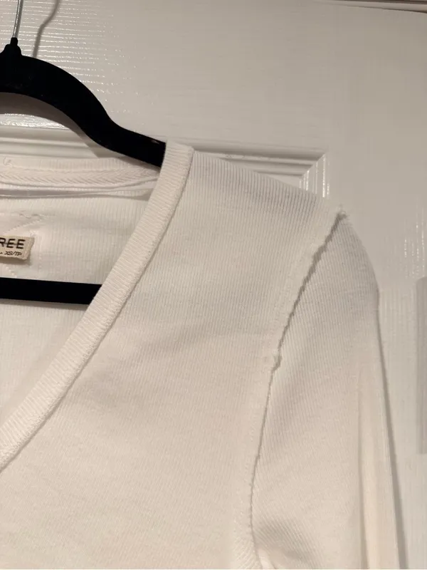 NWOT We The Free Size XS White Ribbed V-Neck Long Sleeve Stretch Top Free People - Image 3