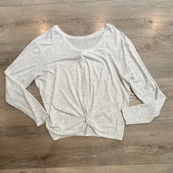Lole Activewear Top Heathered Knit Oatmeal‎ Tan Comfy Tee Workout Size Small - Image 2