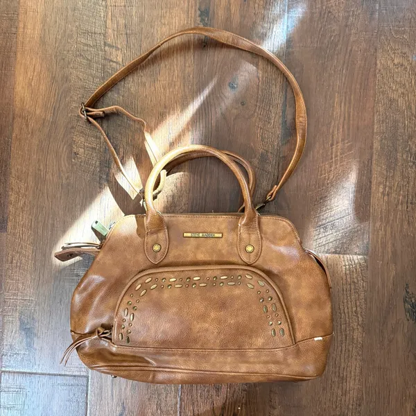 STEVE MADDEN brown top handle purse with detachable crossbody strap - Image 3