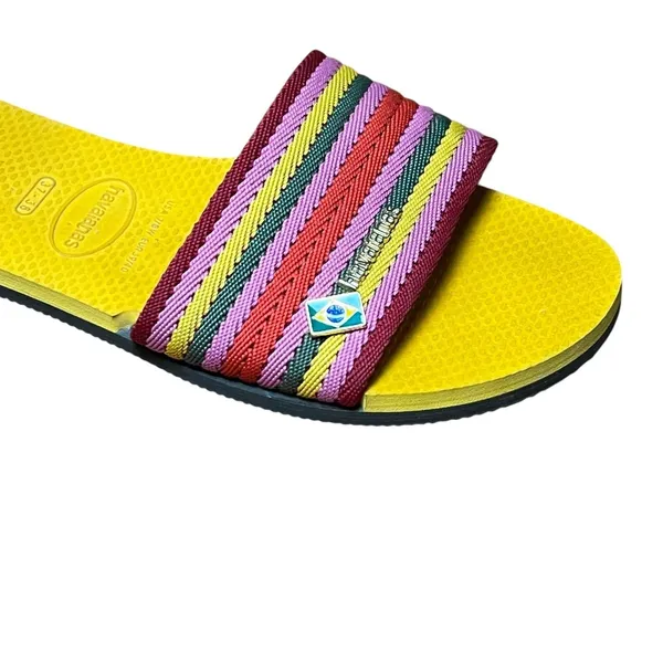 Havaianas Sandals Women's Sz 7.5 Multicolor Striped Slide Cruise Resort Poolside - Image 10