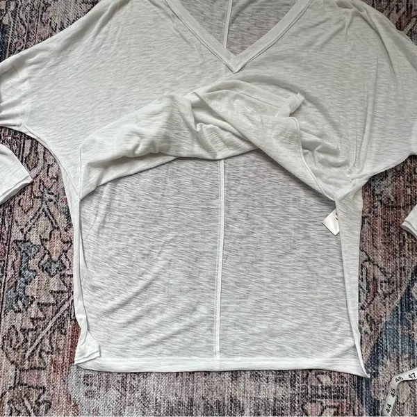 Free People We The Free On My Mind V Neck Dolman Sleeve Relaxed Shirt White Sm - Image 14