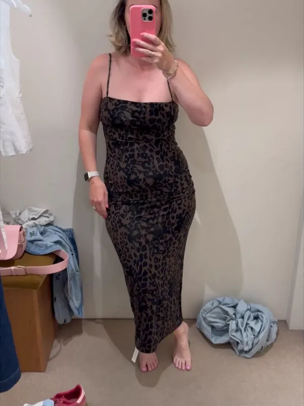 Reformation Elise Knit Dress in Tana Leopard XL - Image 6