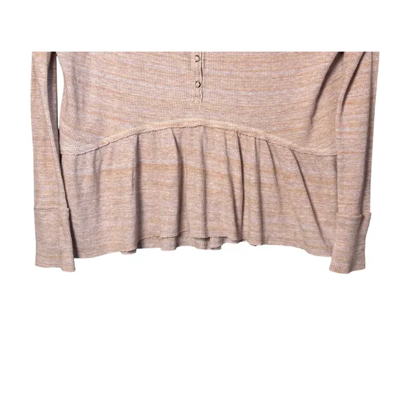 Free People We The Free Womens Henley Top S Pink Waffle Knit Peplum Boho - Image 3