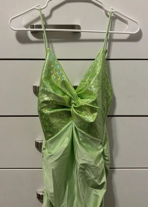 Lucy In The Sky Green Sparkly Mini Dress - Image 3