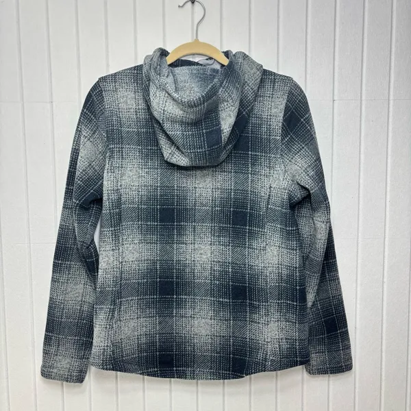 The North Face Women's Plaid Fleece‎ Pullover Cowl Blue and gray Hoodie Size S - Image 6