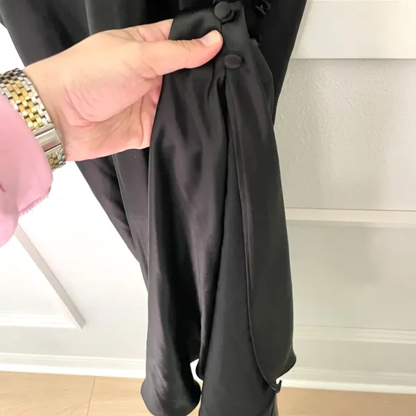 Zara Black Satin Silky Button Side Midi Dress Size M 7969/221/800 - Image 10