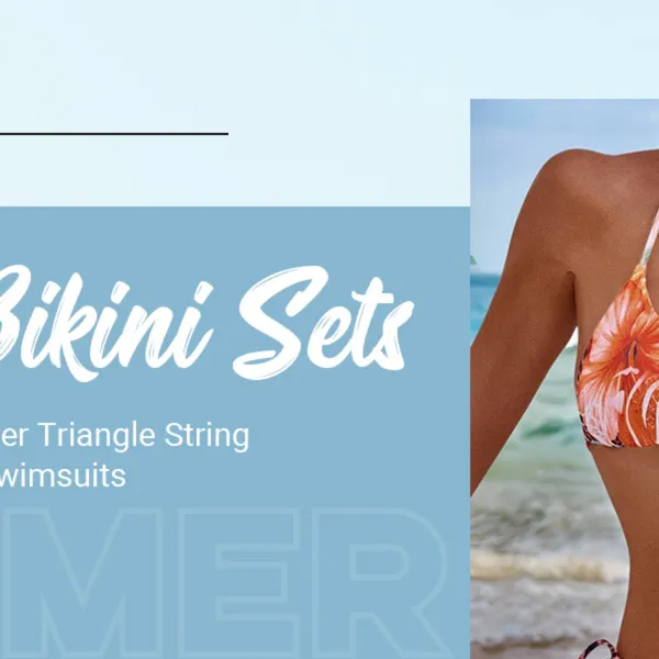 2 Piece Leopard Floral Bikini Swimsuit Halter Triangle String Bathing Suit SMALL Pink - Image 6