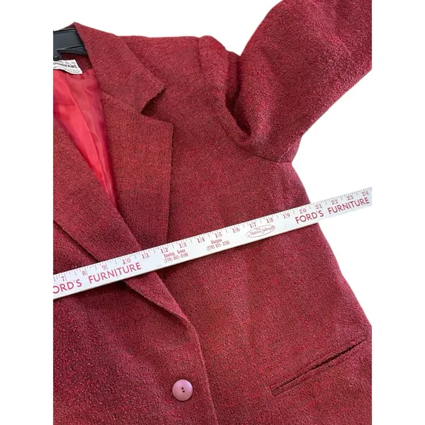80s Country Suburban Dark Red Tweed Blazer 12 Made in‎ USA Notch Collar Vintage - Image 5