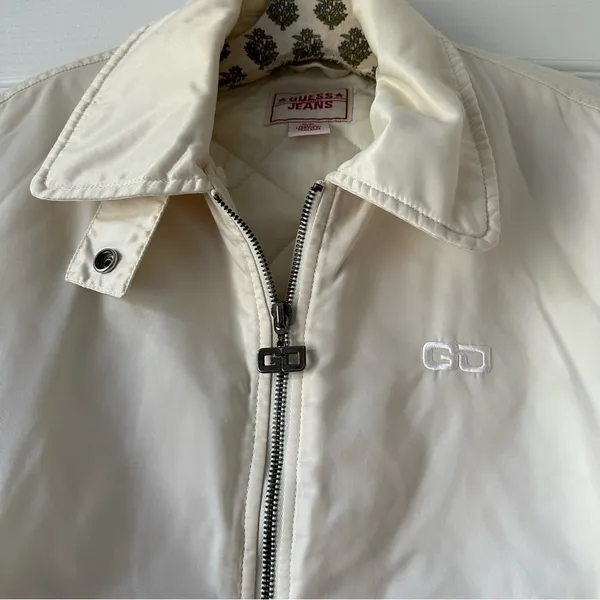 Vintage Guess Jeans Off White Bomber Jacket - Image 2