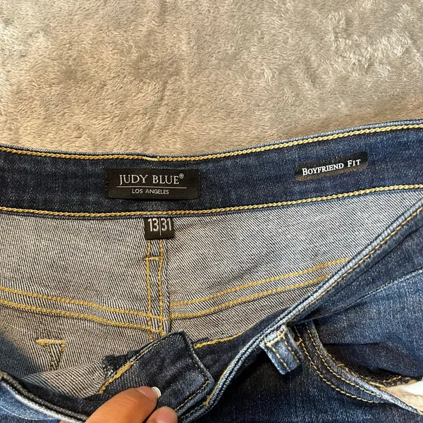 Judy Blue High Waisted Boyfriend Fit Distressed Denim Blue Jeans Women's‎ - Image 8