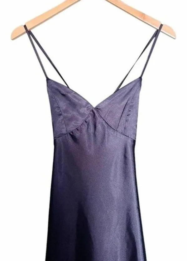 Lulus Dress One Last Glance Satin Backless Slip Dress Navy Blue Size Medium - Image 11