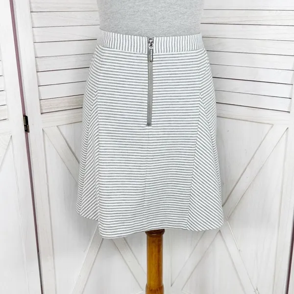 Michael Michael Kors Striped Knit Panel A-line‎ Skirt White Grey 4 - Image 4