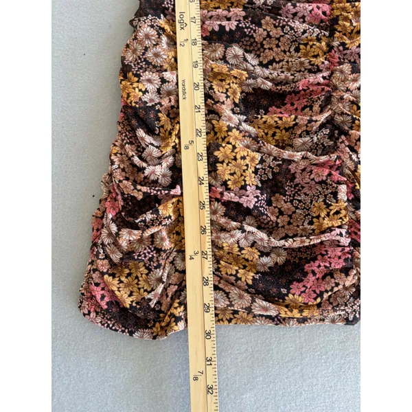 Ultra Flirt Bodycon Mini Dress Small Multicolor Floral Ruched Mesh Tie Front - Image 7