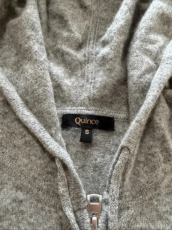 Quince Mongolian Cashmere Full-Zip Hoodie Heather Gray Sz S - Image 2