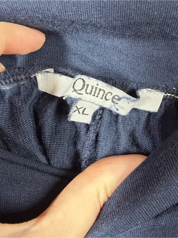 Quince Dark Blue French Terry Modal Wide Leg Pants - Image 4