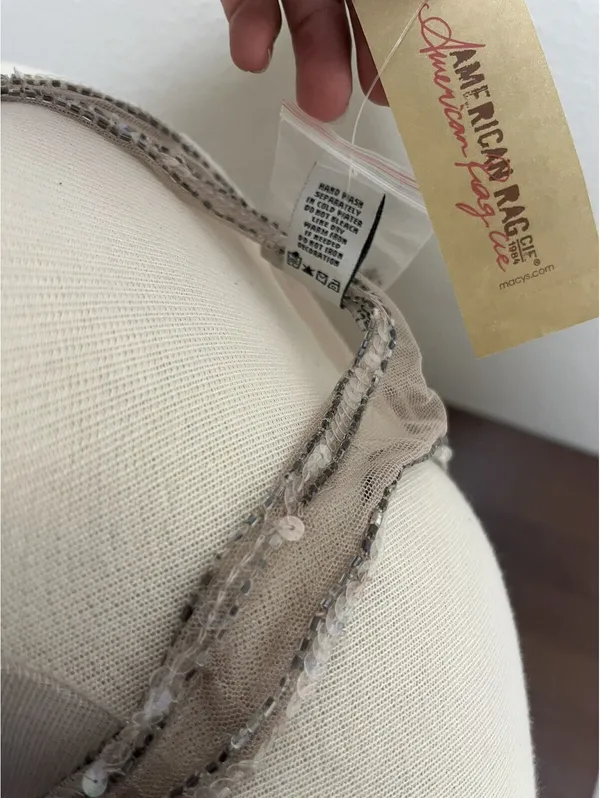 NWT VTG American Rag Beaded Tank Top Mesh Sequin Boho Sz M - Image 3