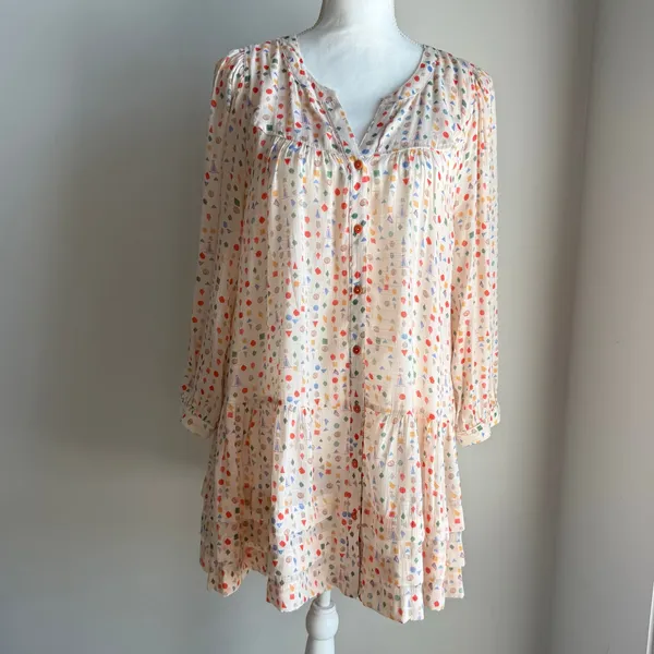 Maeve by Anthropologie Geometric Shape Colorful Rayon Blouse Size Medium Boho - Image 3