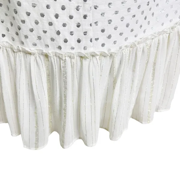 Anthropologie Kopal Tiered Mini Dress White with Metallic Threads Size S - Image 5
