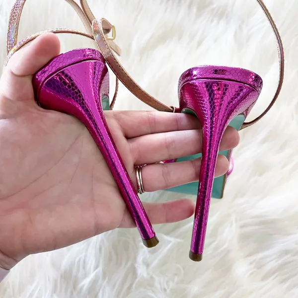 Blue by Betsey Johnson Avah Pink Metallic Platform Heels Y2K Barbiecore McBling - Image 5