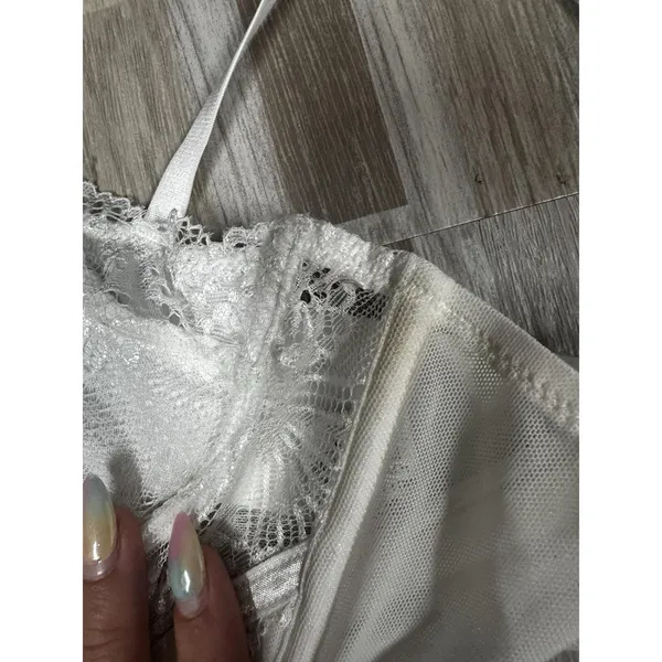 TIC TOC Strappy Longline Bustier Womens M White Mesh Lace - Image 5