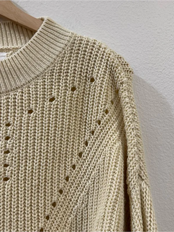 Spiritual Gangster Cream Cotton Cashmere Harper‎ Women's Cropped Sweater Size M - Image 5
