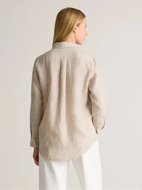 Quince Women’s 100% European Linen Long Sleeve Shirt in Driftwood M - Image 2