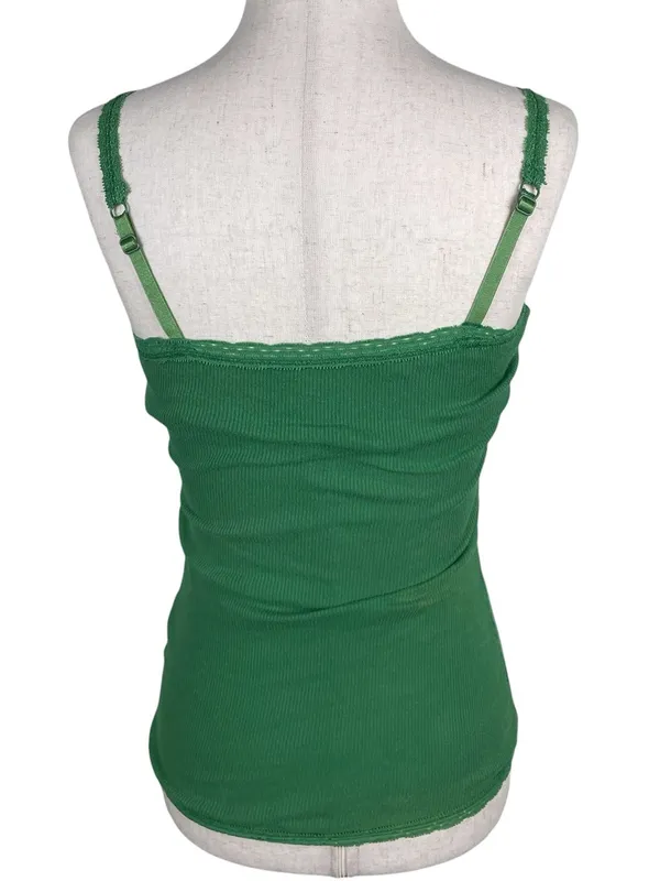 Vintage Y2K Aeropostale Beaded Lace Cami Tank Top Size Small Green Fairycore - Image 2