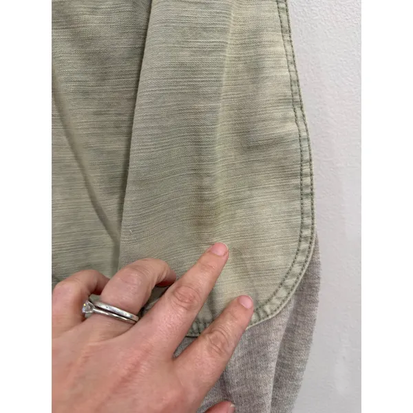 Free People 1970 Mixed Media Utility Jacket Green Hooded Elbow Patches Small - Image 7