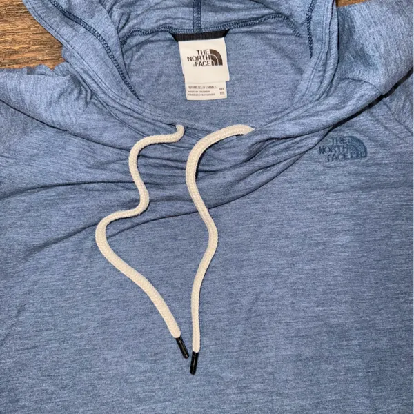The North Face Women's Heathered Blue Hooded Long Sleeve T-shirt - Image 5