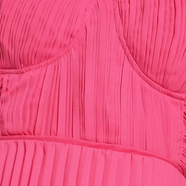 Lulu's Hot Pink Tiered Midi Dress - Image 4