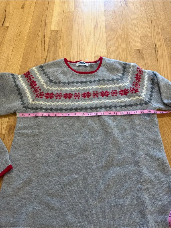 Vintage Y2K Old Navy 100% Lambswool Fair Isle Snowflake Crewneck Sweater Sz XL - Image 4