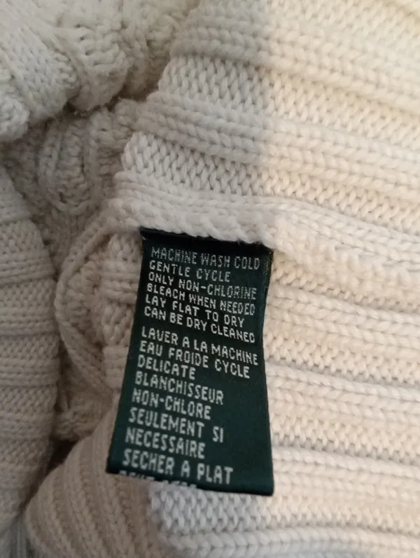 Lauren Ralph Lauren Women Cable Knit Cotton Fisherman Preppy Coatal Sweater M - Image 7