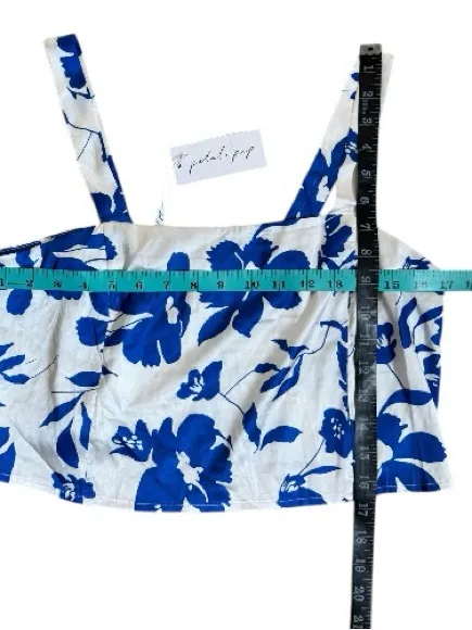 NEW Petal and Pup Blue Floral Square Neck Womens Size Small Crop Top - Image 4
