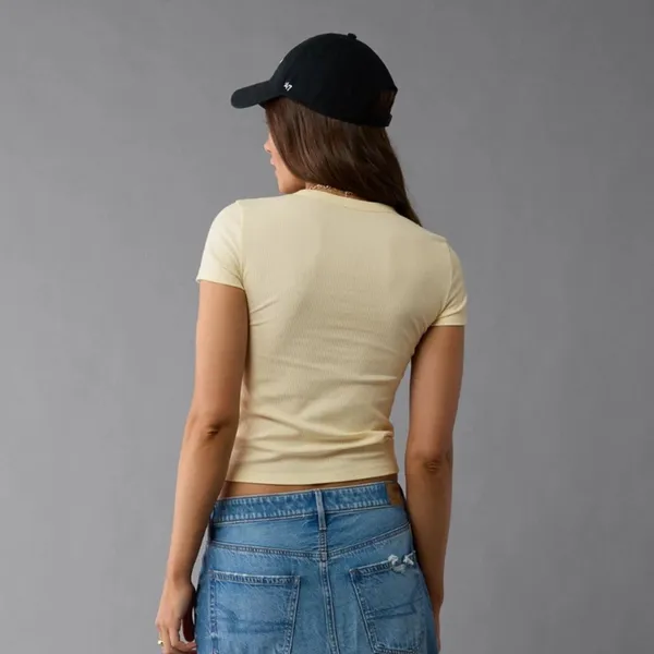 American Eagle Yellow Ribbed Women's Top - Image 2