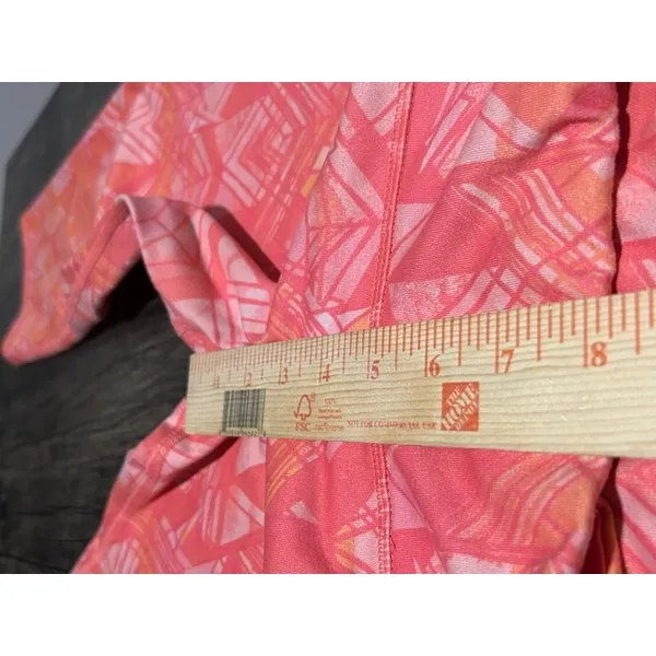 Alo Yoga Women Coral Pink Orange Geometric Print Capri Gym Sporty Small - Image 4