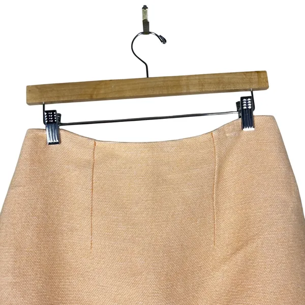 Mango Textured Woven Mini Skirt Solid Peach Preppy Cotton Linen Blend Size M - Image 2